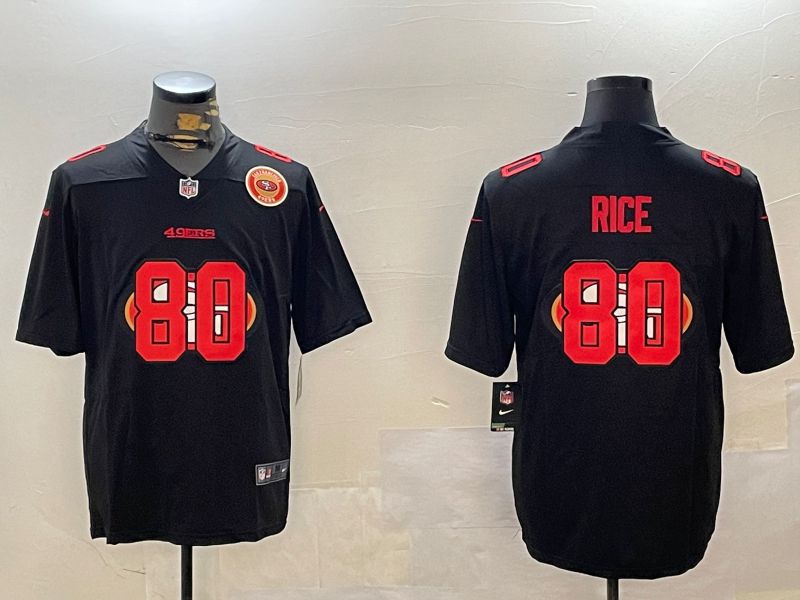 Men San Francisco 49ers 80 Rice Black Fashion 2024 Nike Limited NFL Jersey style 6